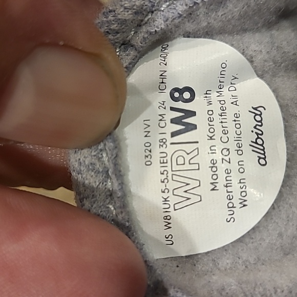 Allbirds Light Gray Wool Runners Size 8 - Picture 8 of 8